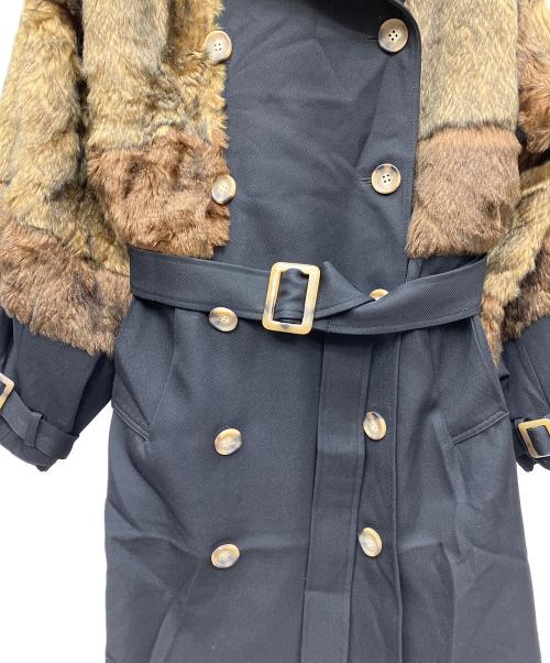 MURUA（ムルーア）MURUA (ムルーア) ロングダブルトレンチコート ブラック×ブラウン サイズ:Fの古着・服飾アイテム