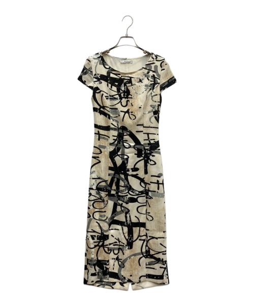 MaxMara（マックスマーラ）MaxMara (マックスマーラ) 半袖ワンピース ベージュ×ブラック サイズ:SIZE M (UK 34)の古着・服飾アイテム
