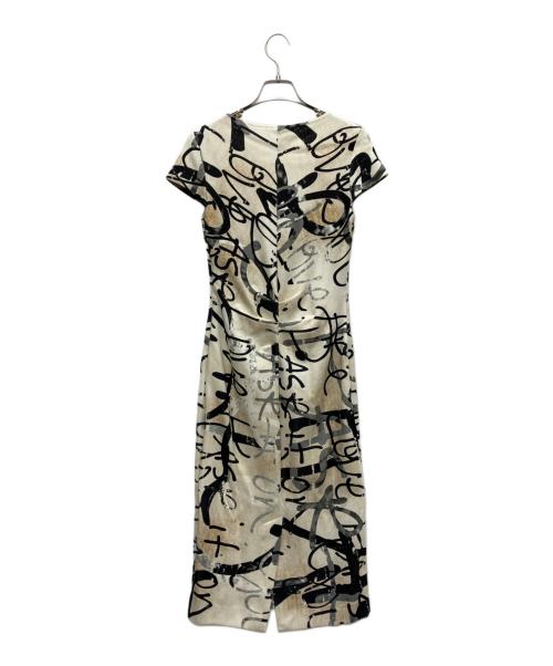 MaxMara（マックスマーラ）MaxMara (マックスマーラ) 半袖ワンピース ベージュ×ブラック サイズ:SIZE M (UK 34)の古着・服飾アイテム