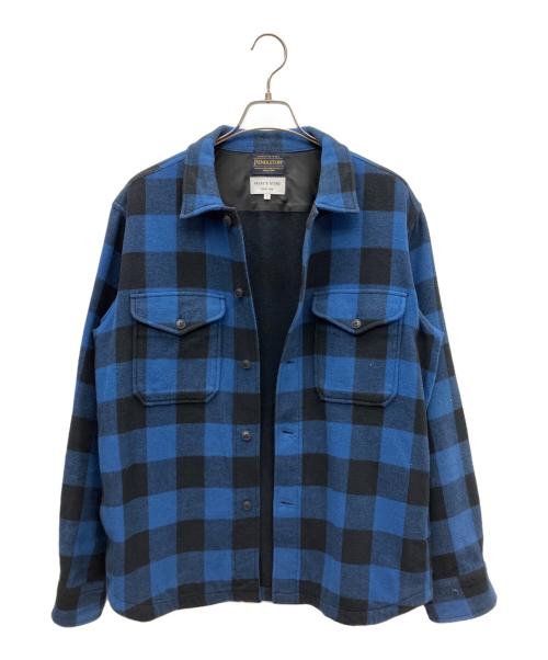 PENDLETON（ペンドルトン）PENDLETON (ペンドルトン) FREAK'S STORE (フリークスストア) シャツジャケット ブルー×ブラック サイズ:SIZE Lの古着・服飾アイテム