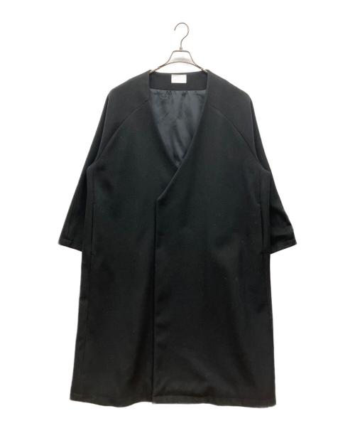 mb（エムビー）mb (エムビー) メルトンノーカラーコート ブラック サイズ:Mの古着・服飾アイテム