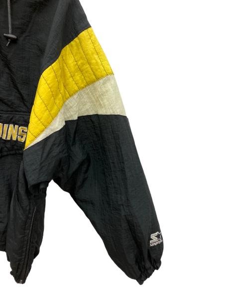 STARTER（スターター）STARTER (スターター) ハーフジップナイロンジャケット ブラック×イエロー サイズ:SIZE Mの古着・服飾アイテム