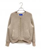 BLUE LABEL CRESTBRIDGEブルーレーベルクレストブリッジ）の古着「ウールブークレーニットブルゾン」｜ベージュ
