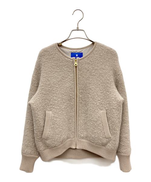 BLUE LABEL CRESTBRIDGE（ブルーレーベルクレストブリッジ）BLUE LABEL CRESTBRIDGE (ブルーレーベルクレストブリッジ) ウールブークレーニットブルゾン ベージュ サイズ:36の古着・服飾アイテム