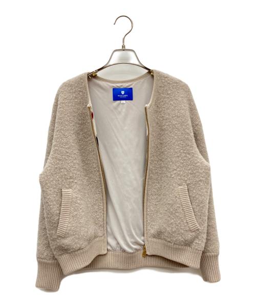 BLUE LABEL CRESTBRIDGE（ブルーレーベルクレストブリッジ）BLUE LABEL CRESTBRIDGE (ブルーレーベルクレストブリッジ) ウールブークレーニットブルゾン ベージュ サイズ:36の古着・服飾アイテム
