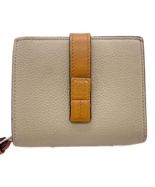 LOEWE（ロエベ）LOEWE (ロエベ) コンパクトジップウォレット ベージュ×ブラウンの古着・服飾アイテム