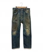 KAPITALキャピタル）の古着「ダメージ加工デニムパンツ」｜インディゴ