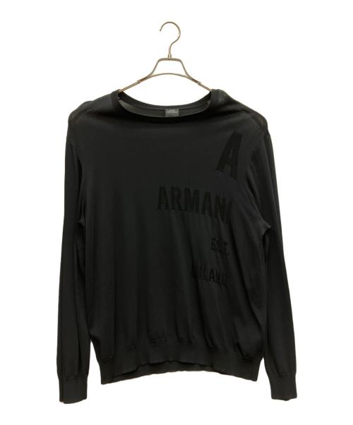 ARMANI EXCHANGE（アルマーニ エクスチェンジ）ARMANI EXCHANGE (アルマーニ エクスチェンジ) 薄手ニット ブラック サイズ:XLの古着・服飾アイテム