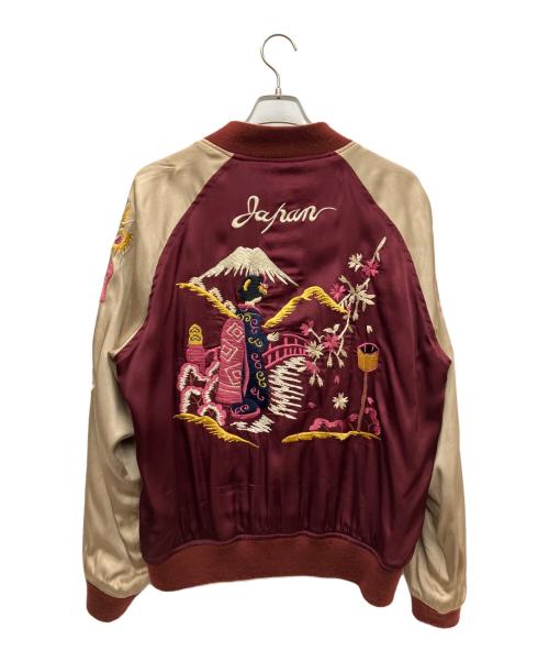 HOUSTON OUTHENTIC（ヒューストン・オーセンティック）HOUSTON OUTHENTIC (ヒューストン・オーセンティック) スカジャン グリーン×ボルドー サイズ:SIZE XLの古着・服飾アイテム