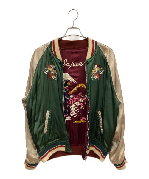 HOUSTON OUTHENTIC（ヒューストン・オーセンティック）HOUSTON OUTHENTIC (ヒューストン・オーセンティック) スカジャン グリーン×ボルドー サイズ:SIZE XLの古着・服飾アイテム