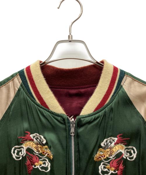 HOUSTON OUTHENTIC（ヒューストン・オーセンティック）HOUSTON OUTHENTIC (ヒューストン・オーセンティック) スカジャン グリーン×ボルドー サイズ:SIZE XLの古着・服飾アイテム