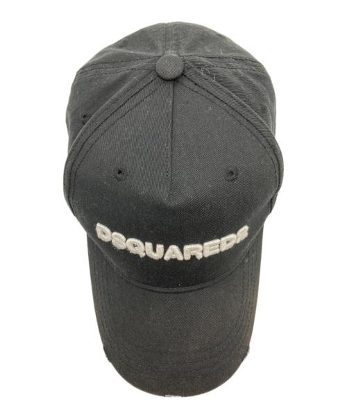 DSQUARED2（ディースクエアード）DSQUARED2 (ディースクエアード) ダメージ加工ロゴキャップ ブラックの古着・服飾アイテム