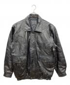 GENUINE LEATHERジェニュインレザー）の古着「レザージャケット」｜ブラック