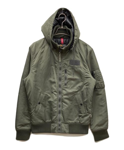 ALPHA（アルファ）ALPHA (アルファ) フーデットリブジャケット カーキ サイズ:XLの古着・服飾アイテム