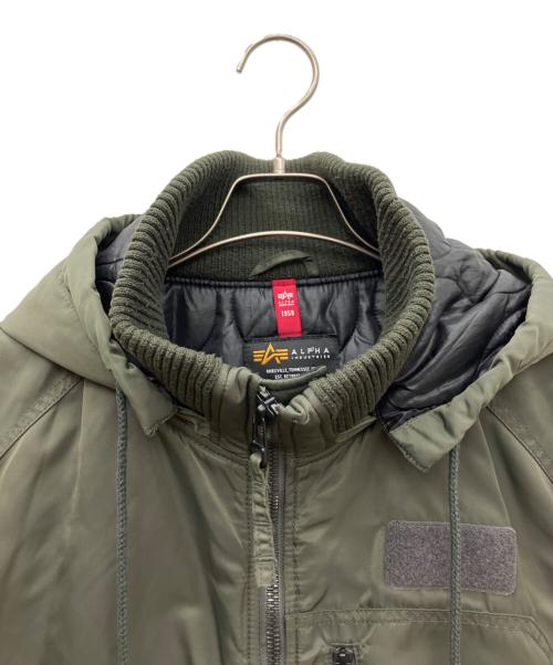 ALPHA（アルファ）ALPHA (アルファ) フーデットリブジャケット カーキ サイズ:XLの古着・服飾アイテム