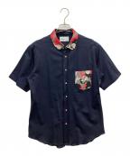 ORIGINAL STITCH×pokemonオリジナルスティッチ×ポケモン）の古着「半袖シャツ」｜ネイビー