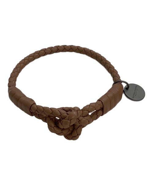BOTTEGA VENETA（ボッテガベネタ）BOTTEGA VENETA (ボッテガベネタ) イントレチャートレザーブレスレット ブラウンの古着・服飾アイテム
