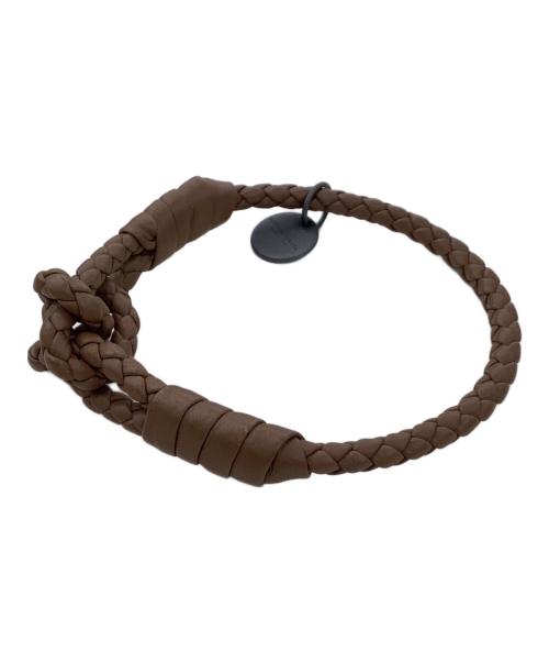 BOTTEGA VENETA（ボッテガベネタ）BOTTEGA VENETA (ボッテガベネタ) イントレチャートレザーブレスレット ブラウンの古着・服飾アイテム