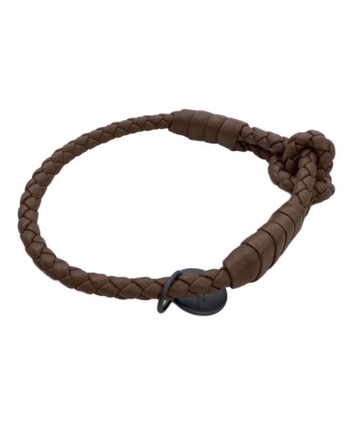 BOTTEGA VENETA（ボッテガベネタ）BOTTEGA VENETA (ボッテガベネタ) イントレチャートレザーブレスレット ブラウンの古着・服飾アイテム