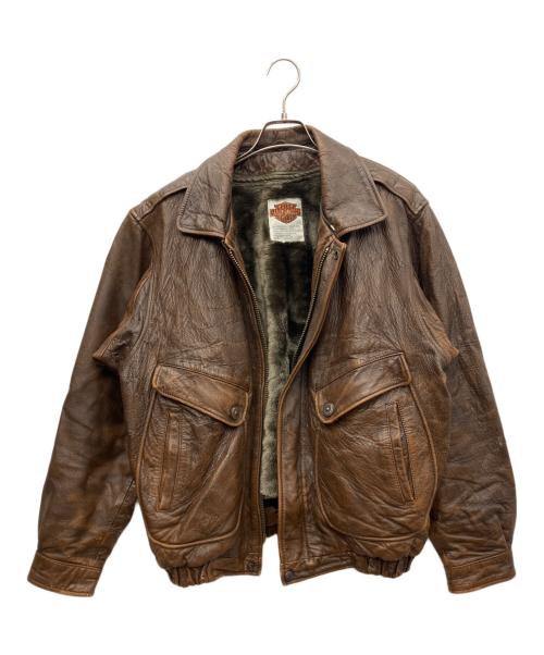 HARLEY-DAVIDSON（ハーレーダビッドソン）HARLEY-DAVIDSON (ハーレーダビッドソン) レザーフライトジャケット ブラウン サイズ:40の古着・服飾アイテム