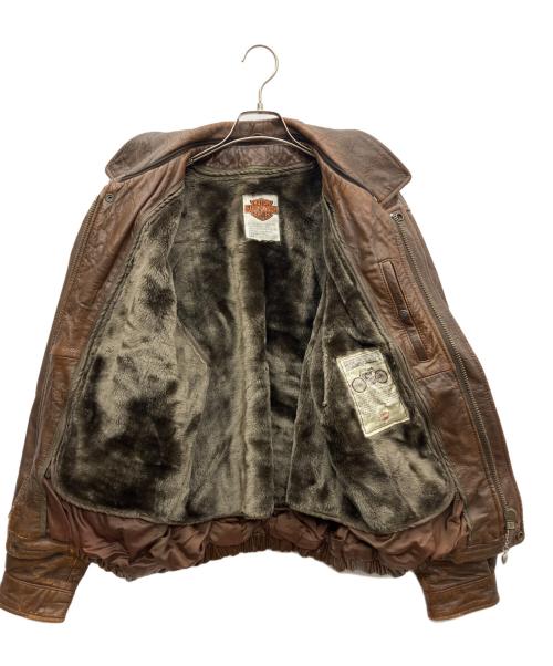 HARLEY-DAVIDSON（ハーレーダビッドソン）HARLEY-DAVIDSON (ハーレーダビッドソン) レザーフライトジャケット ブラウン サイズ:40の古着・服飾アイテム