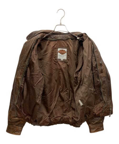 HARLEY-DAVIDSON（ハーレーダビッドソン）HARLEY-DAVIDSON (ハーレーダビッドソン) レザーフライトジャケット ブラウン サイズ:40の古着・服飾アイテム
