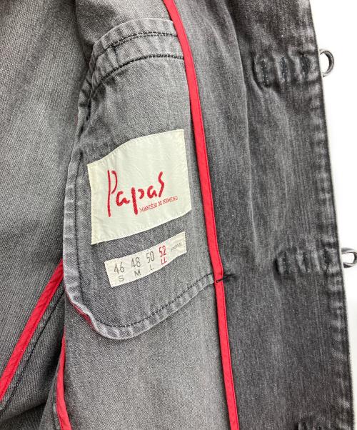PAPAS（パパス）PAPAS (パパス) デニムチャイナジャケット グレー サイズ:LLの古着・服飾アイテム