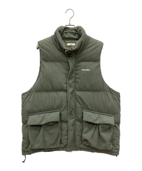 PERUSHU（ペルーシュ）Perushu (ペルーシュ) 中綿ベスト グリーン サイズ:SIZE Lの古着・服飾アイテム