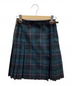 LAUREN RALPH LAURENローレンラルフローレン）の古着「プリーツラップスカート」｜グリーン×ネイビー