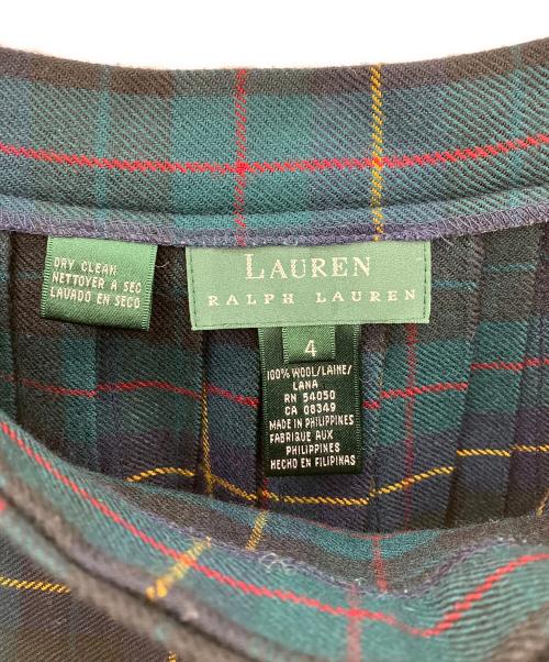 LAUREN RALPH LAUREN（ローレンラルフローレン）LAUREN RALPH LAUREN (ローレンラルフローレン) プリーツラップスカート グリーン×ネイビー サイズ:4の古着・服飾アイテム
