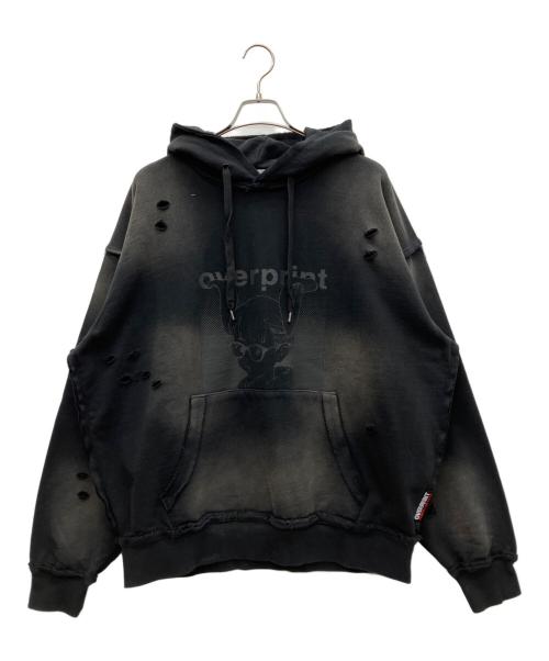 overprint（オーバープリント）overprint (オーバープリント) プルオーバーパーカー ブラック サイズ:XL 未使用品の古着・服飾アイテム