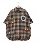 GALFYガルフィー）の古着「半袖シャツ」｜ブラウン×ベージュ