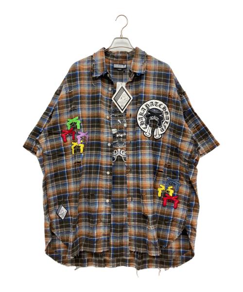 GALFY（ガルフィー）GALFY (ガルフィー) 半袖シャツ ブラウン×ベージュ サイズ:XL 未使用品の古着・服飾アイテム