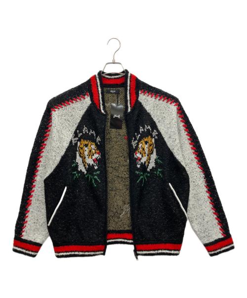 glamb（グラム）glamb (グラム) ニットスカジャン ブラック×ホワイト サイズ:MEDIUM 未使用品の古着・服飾アイテム