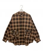 glambグラム）の古着「ステンカラーシャツ」｜ブラウン