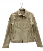 AVIREXアヴィレックス）の古着「PATCHED TRUCKER JACKET」｜ベージュ
