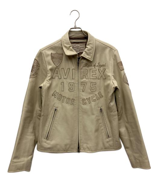 AVIREX（アヴィレックス）AVIREX (アヴィレックス) PATCHED TRUCKER JACKET ベージュ サイズ:Mの古着・服飾アイテム