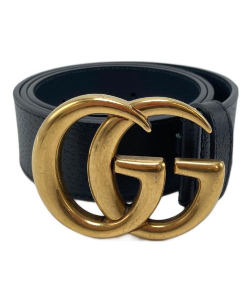 GUCCI（グッチ）GUCCI (グッチ) ダブルG シャイニーバックル ワイド ベルト ブラックの古着・服飾アイテム