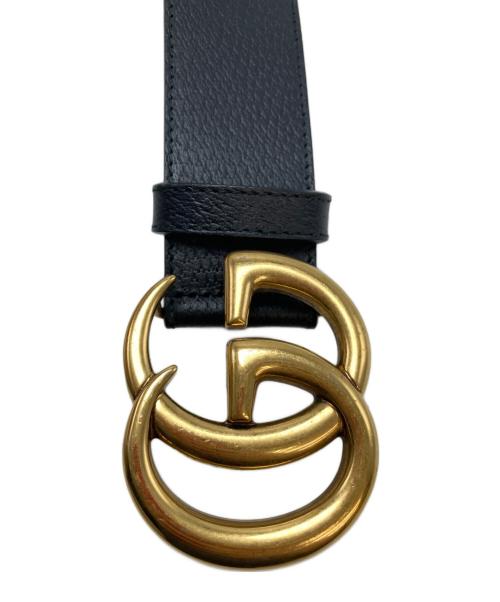 GUCCI（グッチ）GUCCI (グッチ) ダブルG シャイニーバックル ワイド ベルト ブラックの古着・服飾アイテム