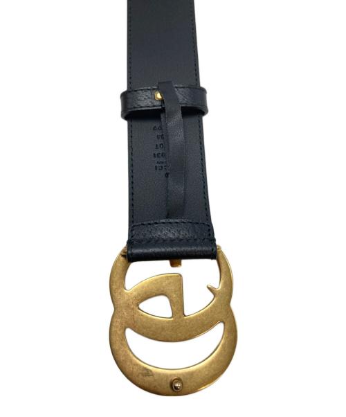GUCCI（グッチ）GUCCI (グッチ) ダブルG シャイニーバックル ワイド ベルト ブラックの古着・服飾アイテム