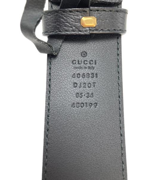 GUCCI（グッチ）GUCCI (グッチ) ダブルG シャイニーバックル ワイド ベルト ブラックの古着・服飾アイテム
