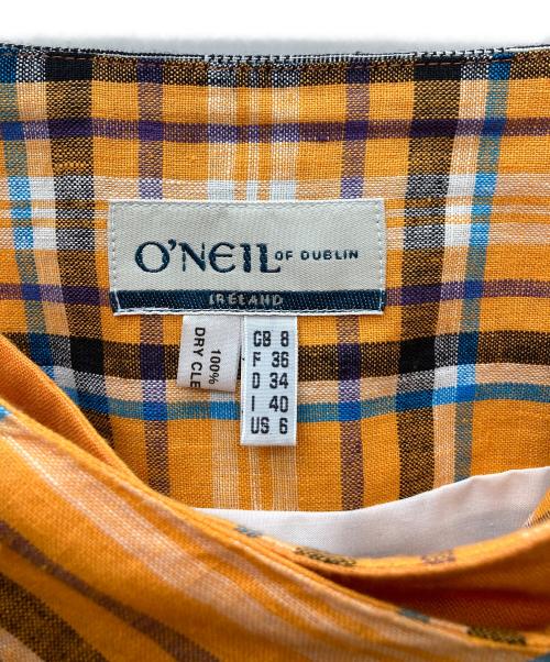 O'NEILL（オニール）O'NEILL (オニール) TOMORROW LAND (トゥモローランド) ノープリーツアシンメトリックパッチワークスカート グレー×オレンジ サイズ:8の古着・服飾アイテム