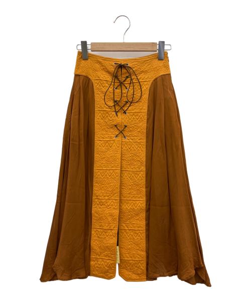 AKANE UTSUNOMIYA（アカネウツノミヤ）AKANE UTSUNOMIYA (アカネウツノミヤ) 切替スカート ブラウン×オレンジ サイズ:SIZE M (38)の古着・服飾アイテム