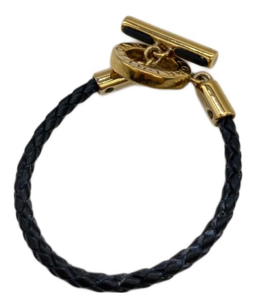 BVLGARI（ブルガリ）BVLGARI (ブルガリ) 編み込みブレスレット ゴールド×ブラックの古着・服飾アイテム