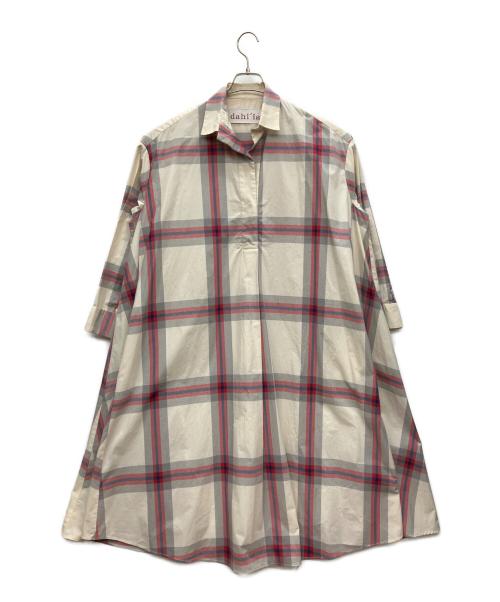 dahl'ia（ダリア）dahl'ia (ダリア) 長袖ワンピース ホワイト×レッド サイズ:Fの古着・服飾アイテム