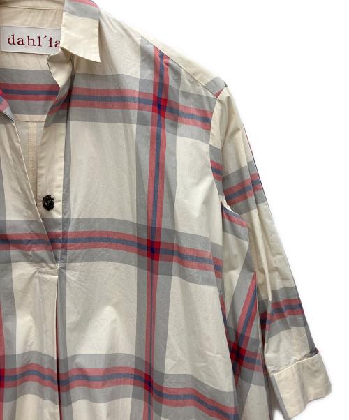 dahl'ia（ダリア）dahl'ia (ダリア) 長袖ワンピース ホワイト×レッド サイズ:Fの古着・服飾アイテム