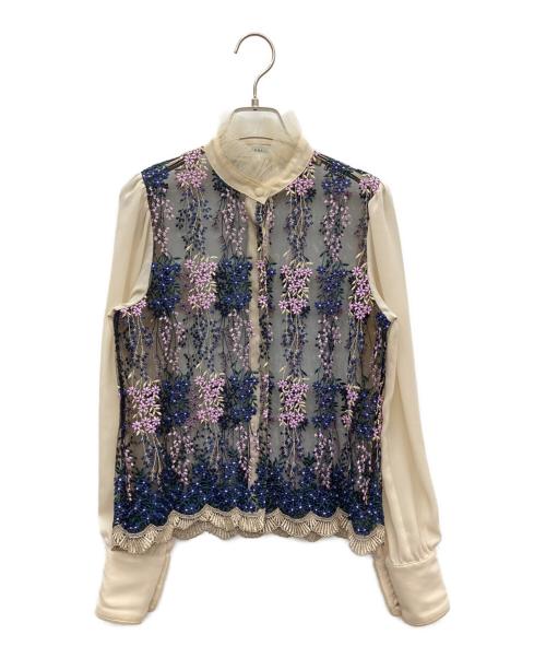 MURRAL（ミューラル）MURRAL (ミューラル) 長袖ブラウス ベージュ×ブラック サイズ:SIZE 36の古着・服飾アイテム