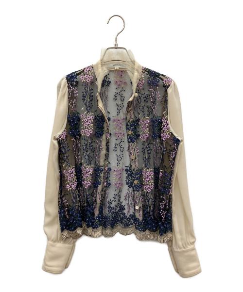 MURRAL（ミューラル）MURRAL (ミューラル) 長袖ブラウス ベージュ×ブラック サイズ:SIZE 36の古着・服飾アイテム