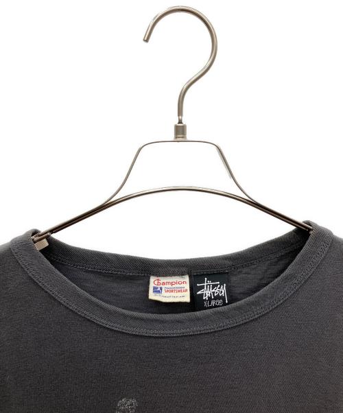 stussy（ステューシー）stussy (ステューシー) Champion (チャンピオン) 半袖カットソー ブラック サイズ:SIZE XLの古着・服飾アイテム