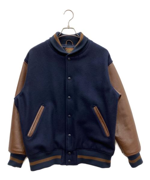 skookum（スクーカム）SKOOKUM (スクーカム) スタジャン ネイビー×ブラウン サイズ:SIZE Lの古着・服飾アイテム